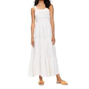 LOFT White Striped Maxi Dress